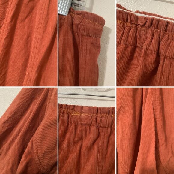 Vintage Orange Corduroy Cotton Festival Boho Hippie Pleated Ruffle Maxi Skirt M - Picture 7 of 8